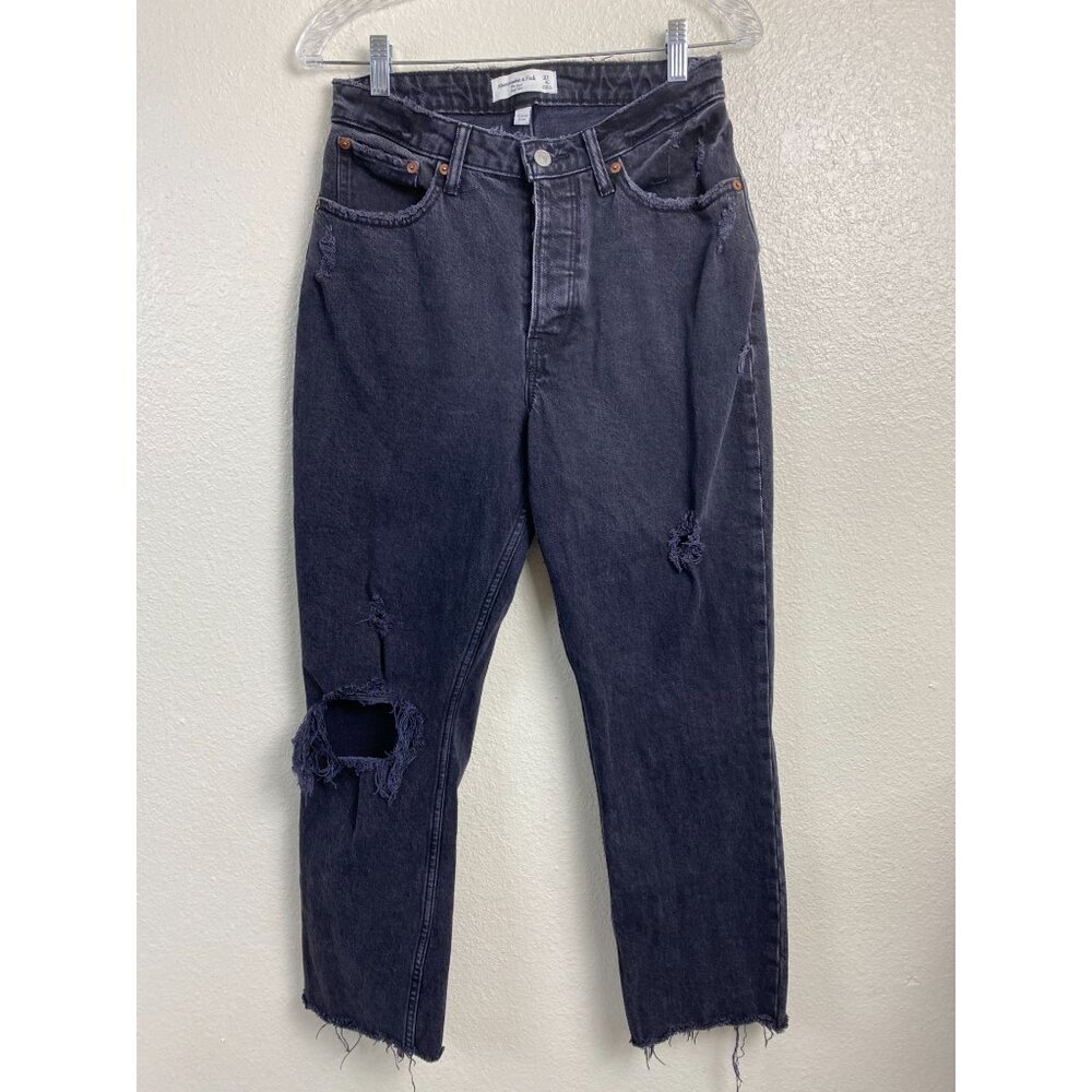 Abercrombie & Fitch The Dad High Rise Womens Jeans size 27 Curve Love Black Butt